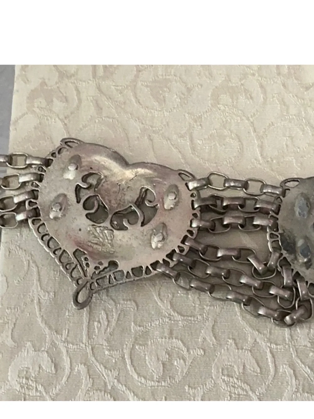 Vintage belt metal heavy - estate item - rare find - silver tone - adjustable **
